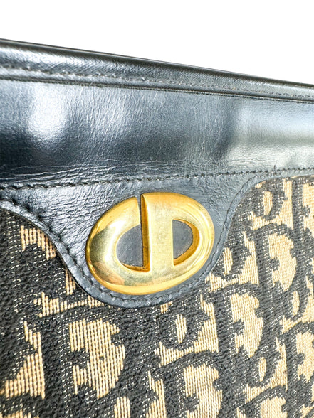 Christian Dior Navy Canvas Trotter Clutch