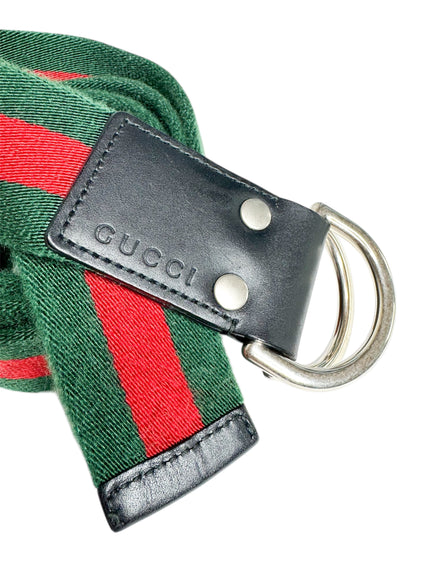Gucci Red/Green Heritage Stripe Adjustable Belt 90/36