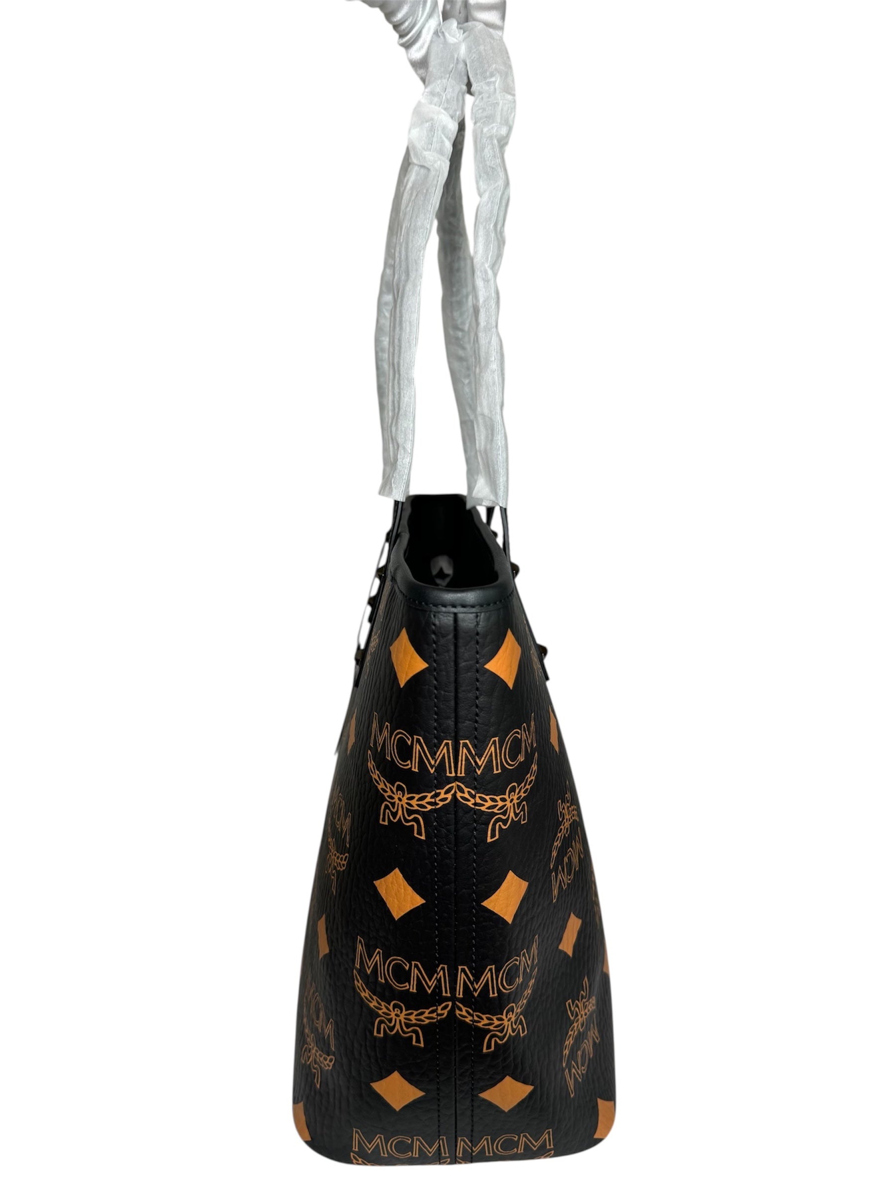 MCM Black Visetos Monogram Aren Shoulder Tote (Full Set/Never Used)