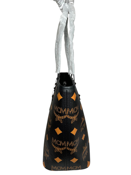 MCM Black Visetos Monogram Aren Shoulder Tote (Full Set/Never Used)