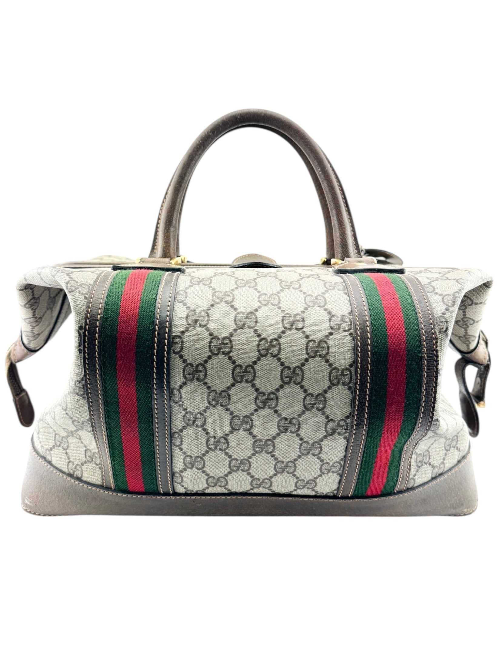 Gucci Brown Coated Supreme Canvas Vintage Satchel Bag