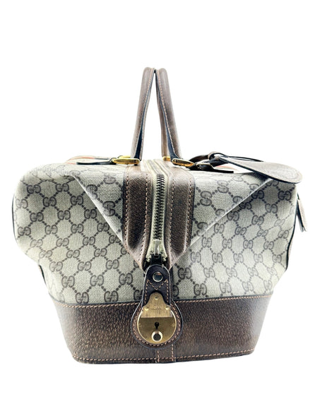 Gucci Brown Coated Supreme Canvas Vintage Satchel Bag