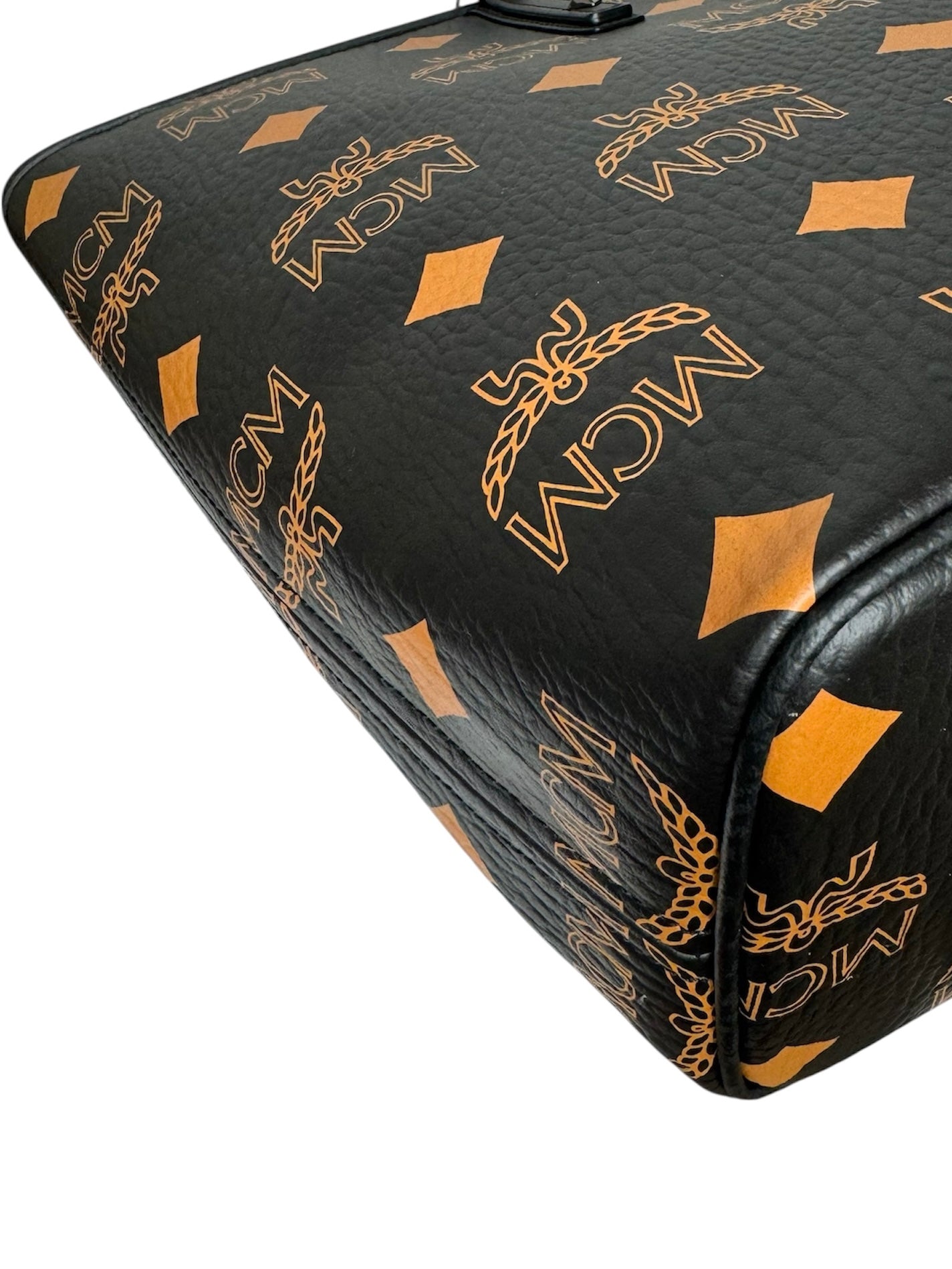 MCM Black Visetos Monogram Aren Shoulder Tote (Full Set/Never Used)