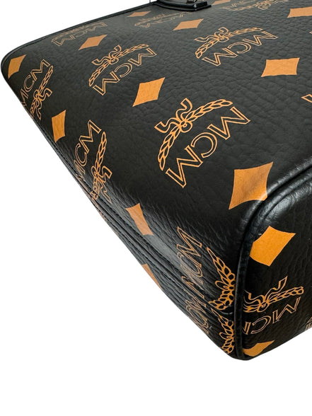 MCM Black Visetos Monogram Aren Shoulder Tote (Full Set/Never Used)