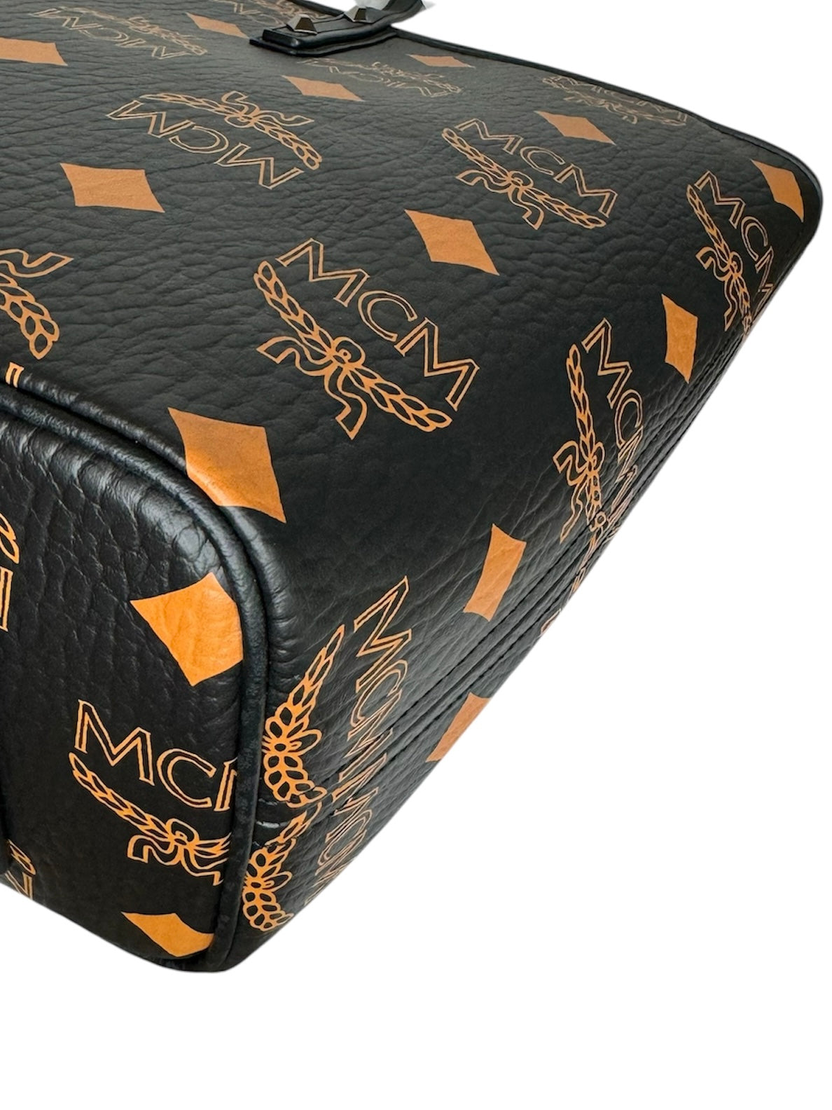 MCM Black Visetos Monogram Aren Shoulder Tote (Full Set/Never Used)