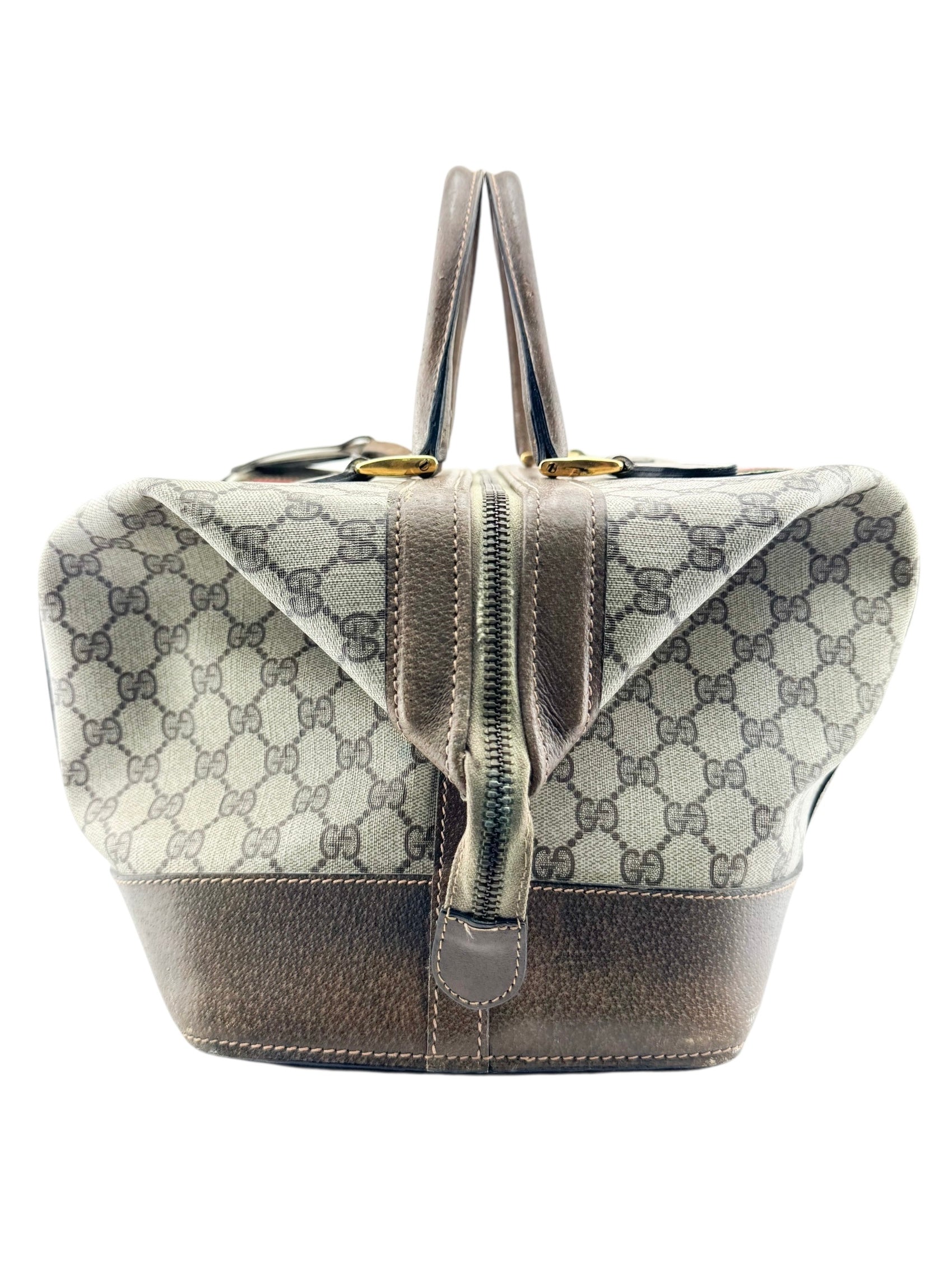Gucci Brown Coated Supreme Canvas Vintage Satchel Bag