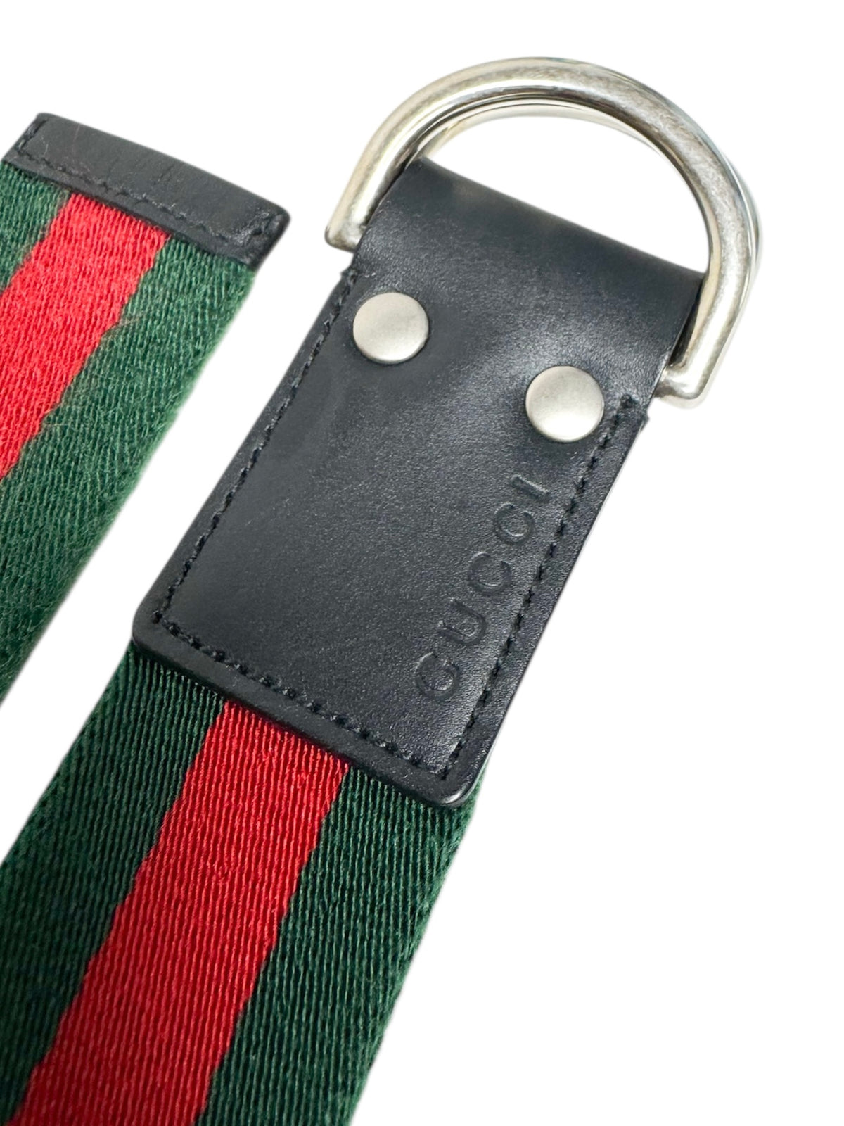 Gucci Red/Green Heritage Stripe Adjustable Belt 90/36