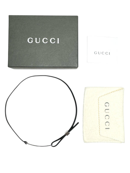 Gucci Black Leather & Silver Choker/Necklace (Full Set)