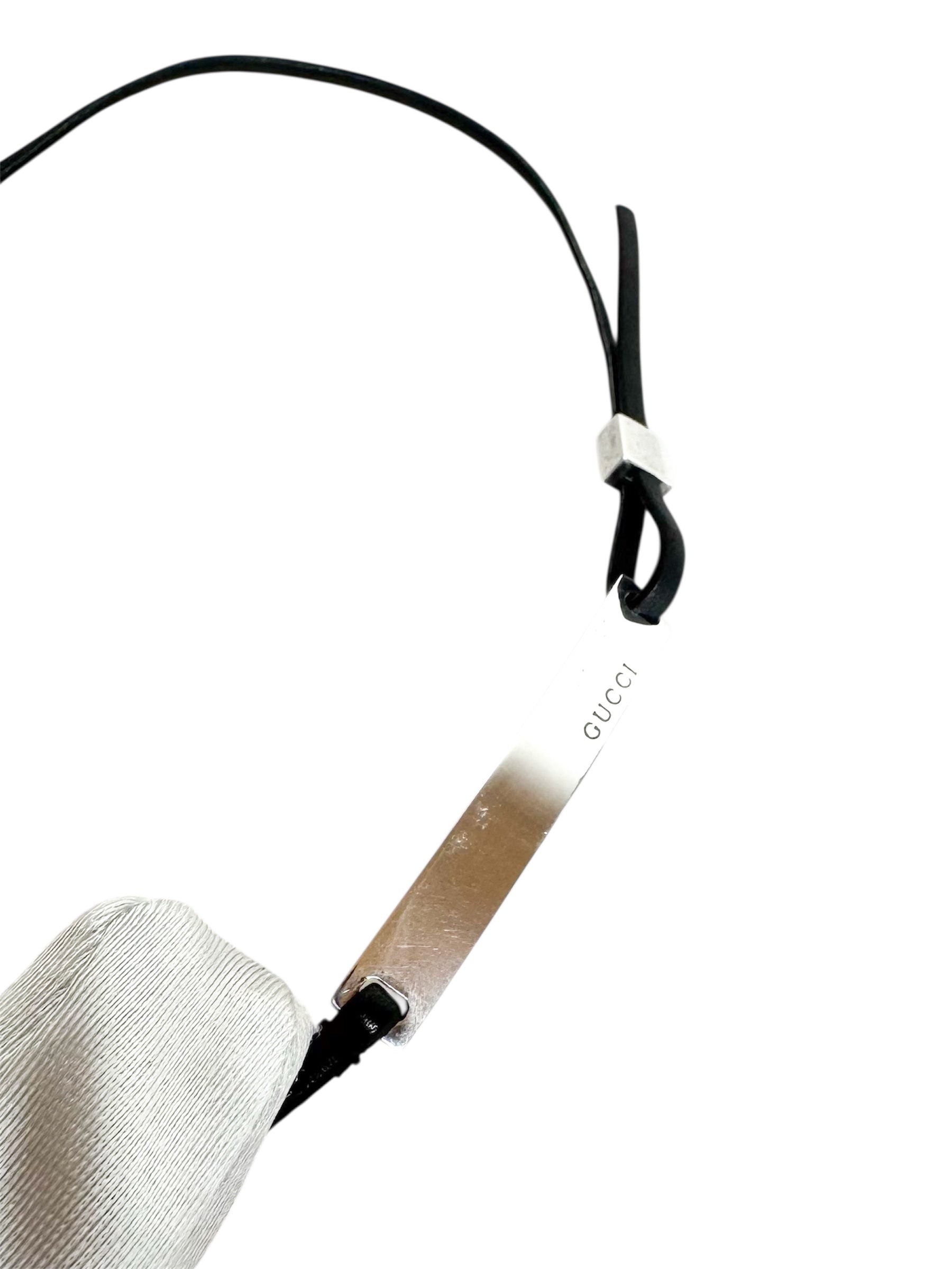 Gucci Black Leather & Silver Choker/Necklace (Full Set)