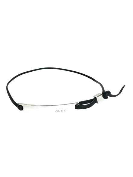Gucci Black Leather & Silver Choker/Necklace (Full Set)
