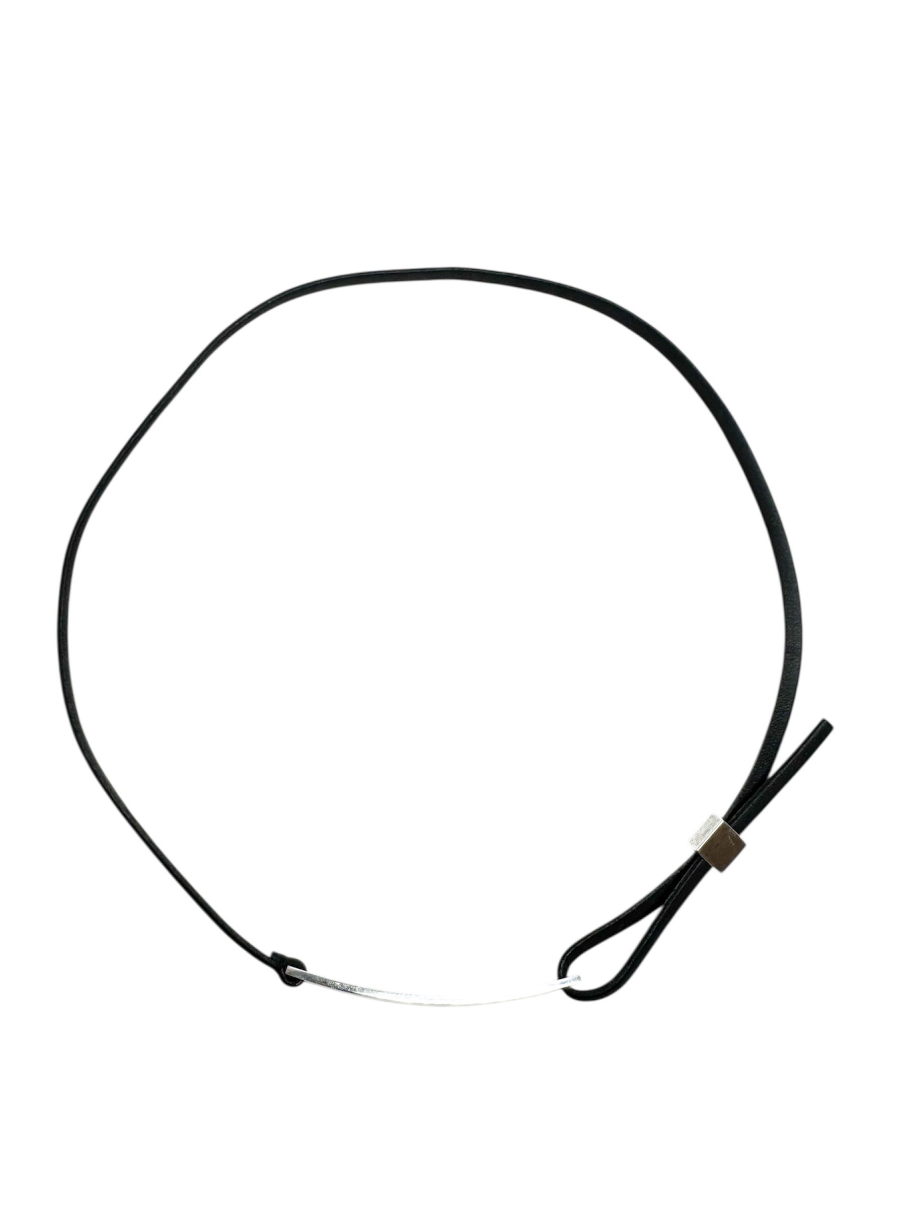 Gucci Black Leather & Silver Choker/Necklace (Full Set)