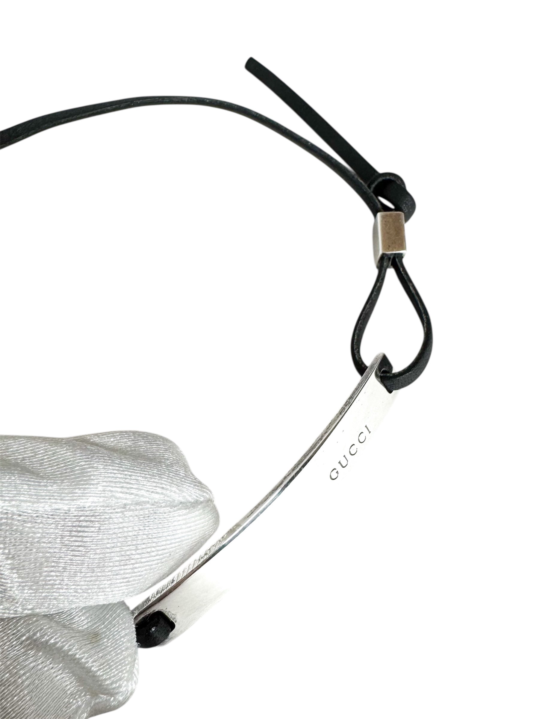 Gucci Black Leather & Silver Choker/Necklace (Full Set)