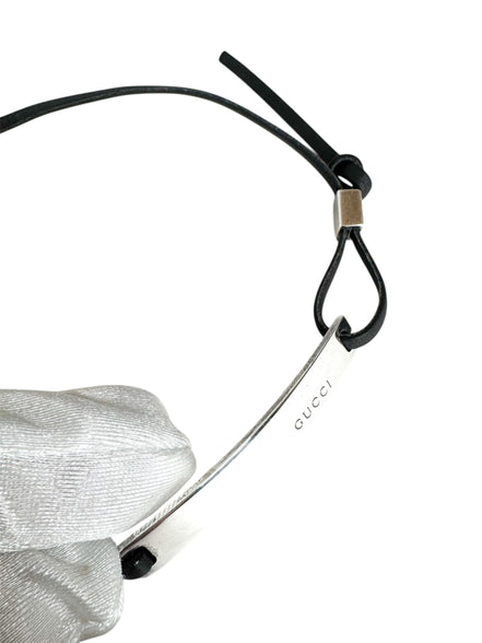 Gucci Black Leather & Silver Choker/Necklace (Full Set)