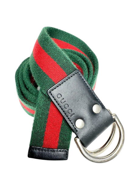 Gucci Red/Green Heritage Stripe Adjustable Belt 90/36