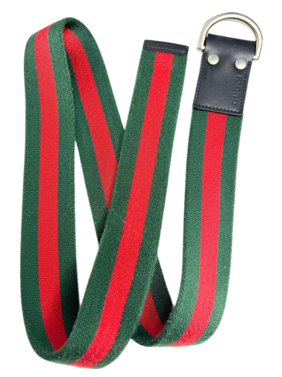 Gucci Red/Green Heritage Stripe Adjustable Belt 90/36