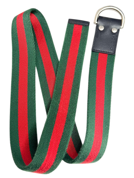 Gucci Red/Green Heritage Stripe Adjustable Belt 90/36