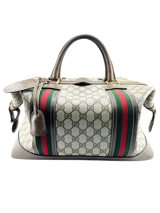 Gucci Brown Coated Supreme Canvas Vintage Satchel Bag