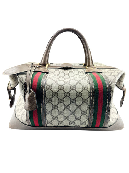 Gucci Brown Coated Supreme Canvas Vintage Satchel Bag
