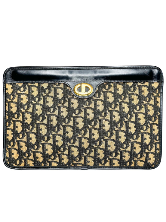 Christian Dior Navy Canvas Trotter Clutch