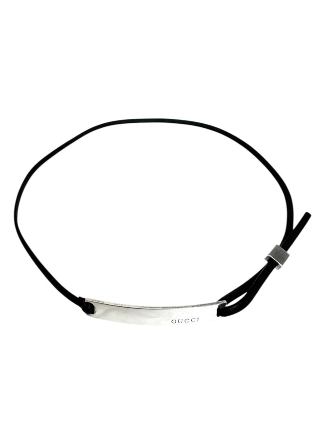 Gucci Black Leather & Silver Choker/Necklace (Full Set)