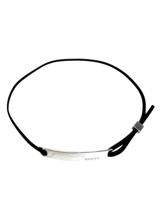 Gucci Black Leather & Silver Choker/Necklace (Full Set)