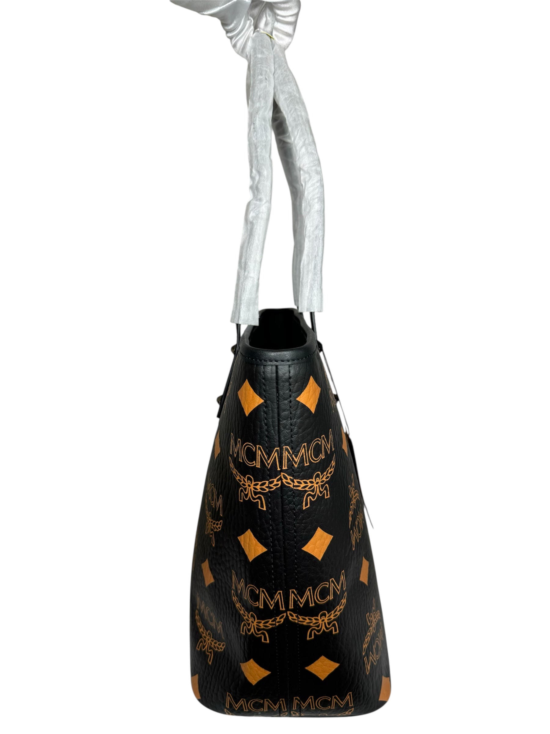 MCM Black Visetos Monogram Aren Shoulder Tote (Full Set/Never Used)