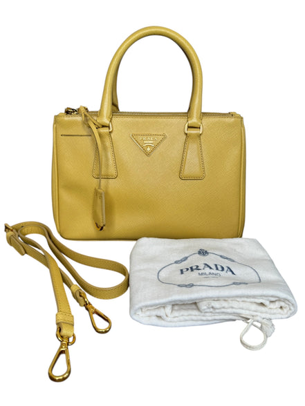 Prada Yellow Leather Small Galleria Handbag