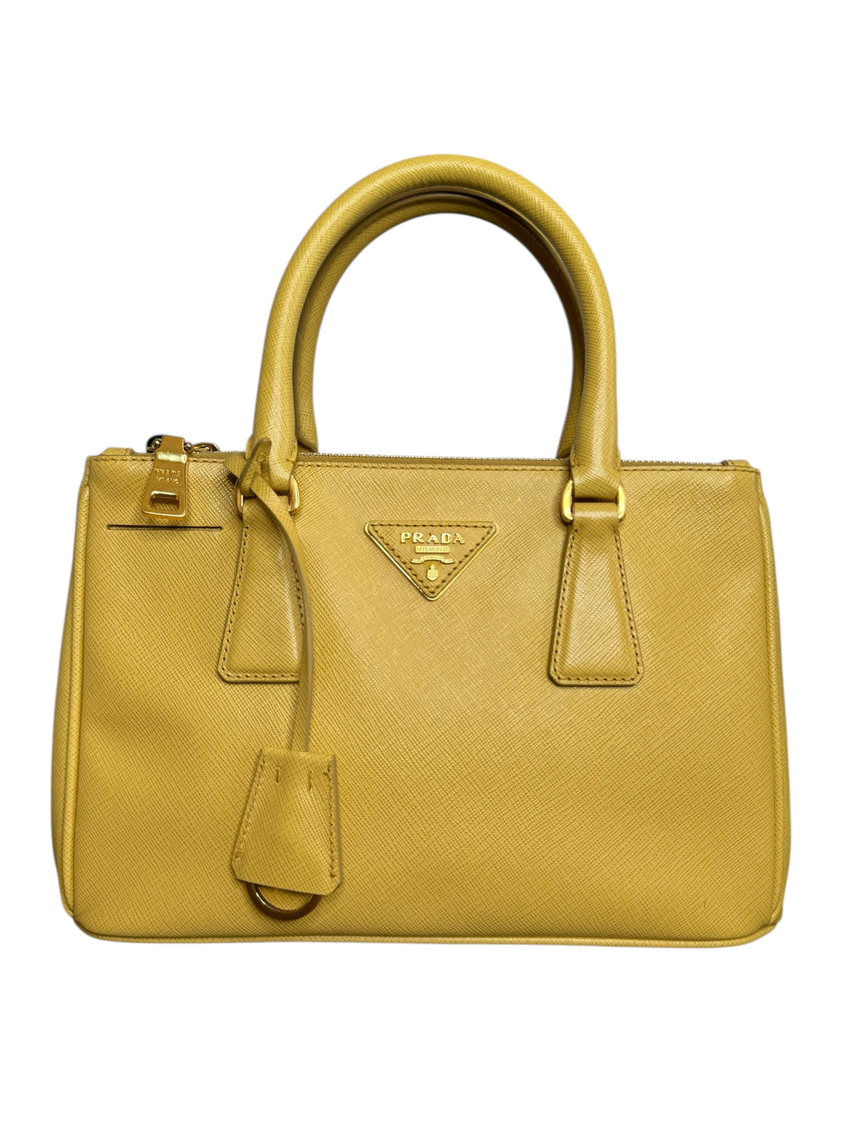 Prada Yellow Leather Small Galleria Handbag