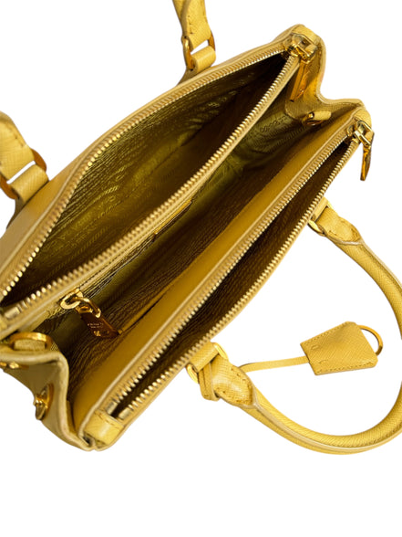 Prada Yellow Leather Small Galleria Handbag