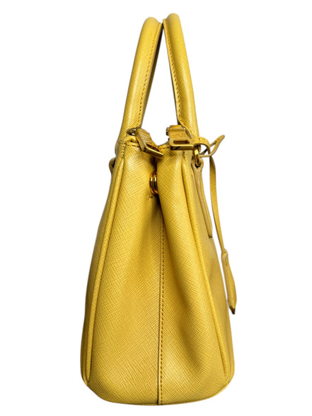 Prada Yellow Leather Small Galleria Handbag