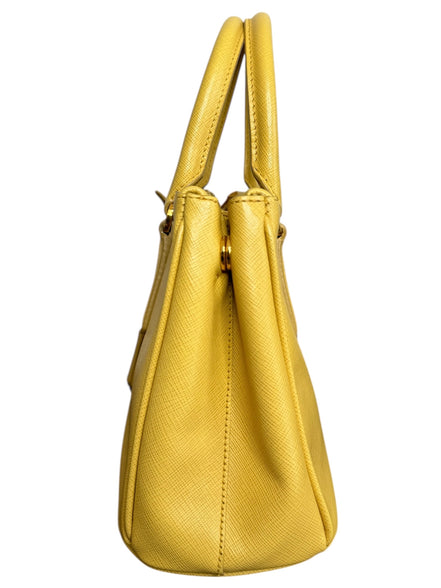 Prada Yellow Leather Small Galleria Handbag