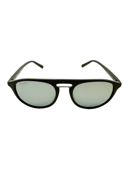 Ferragamo Gray Oval Frame Sunglasses