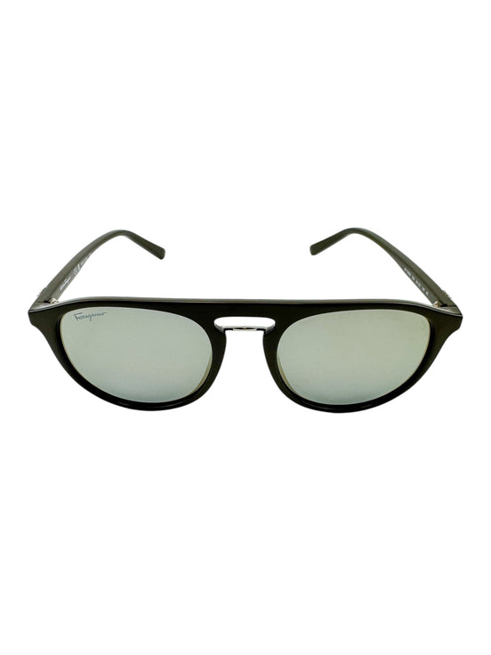 Ferragamo Gray Oval Frame Sunglasses
