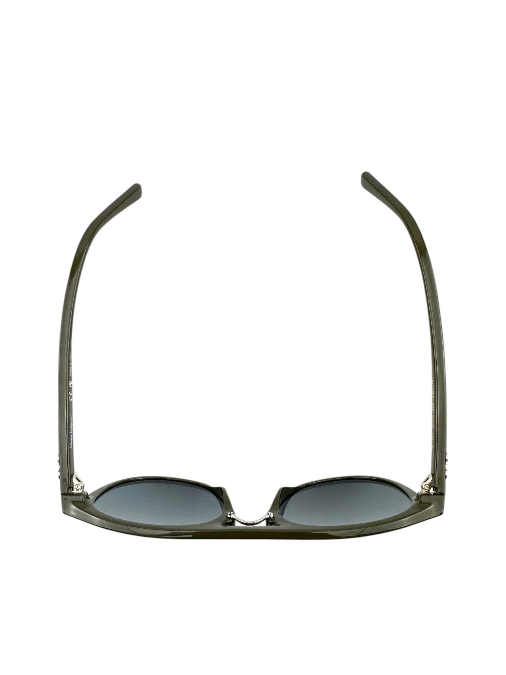 Ferragamo Gray Oval Frame Sunglasses