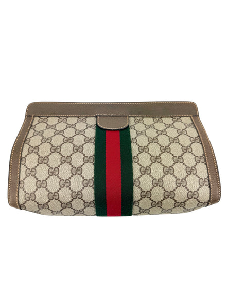 Gucci Brown Supreme Coated Canvas Vintage Clutch