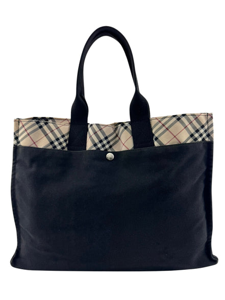 Burberry Black Canvas Vintage Tote Bag