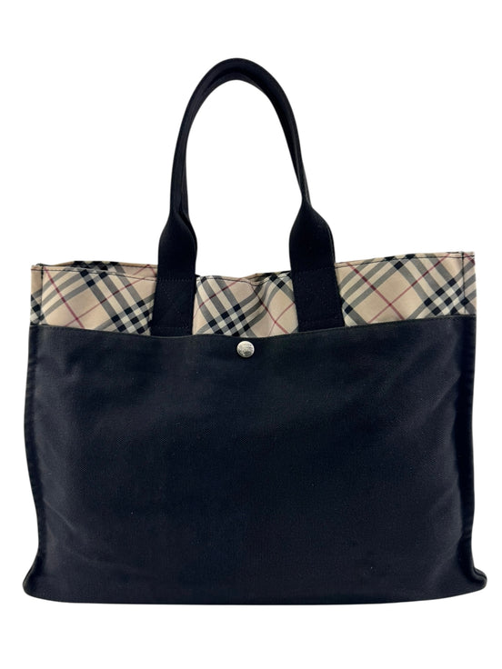 Burberry Black Canvas Vintage Tote Bag