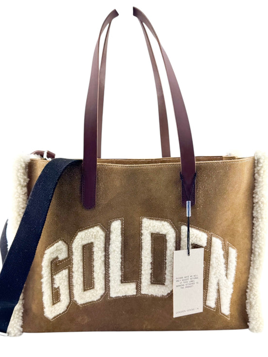 Golden Goose Brown Shearling Tote Shoulder Bag