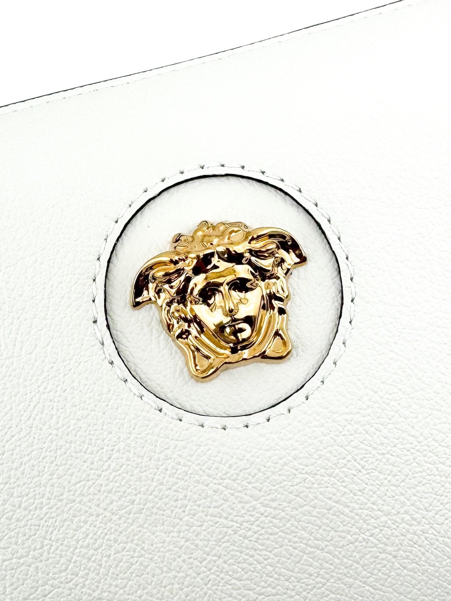 Versace White Leather Medusa Shoulder Handbag