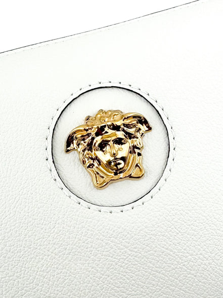 Versace White Leather Medusa Shoulder Handbag