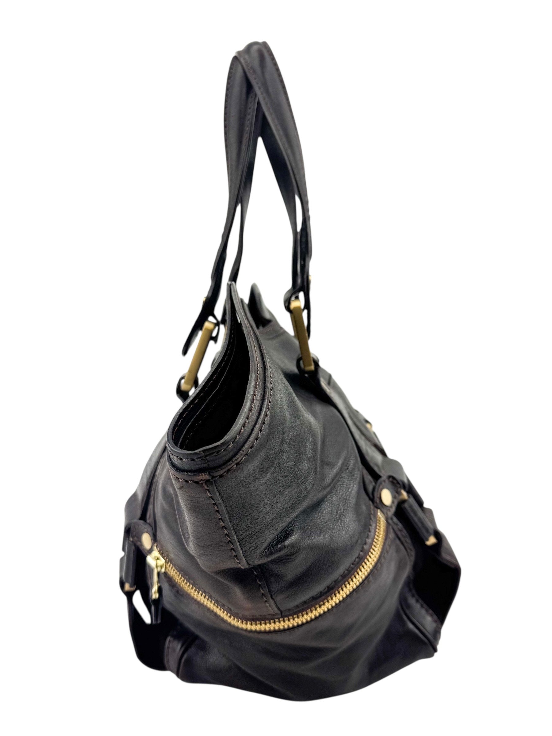 Jimmy Choo Brown Leather Satchel Bag