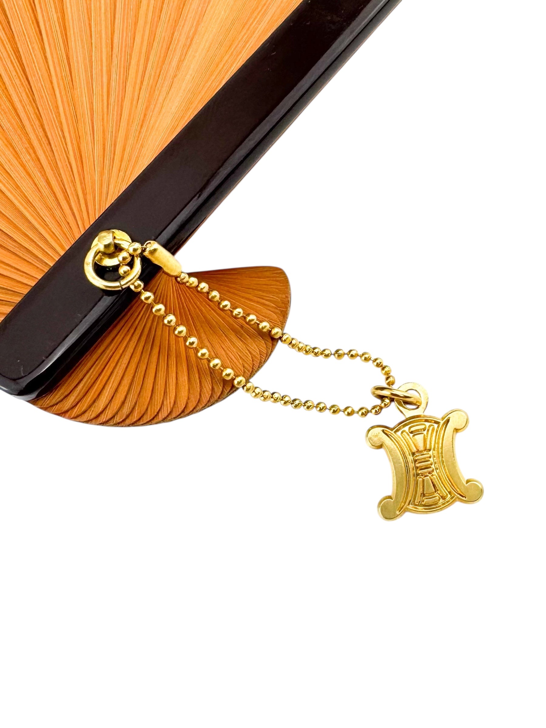 Celine Brown Macadam Wood Hand Fan