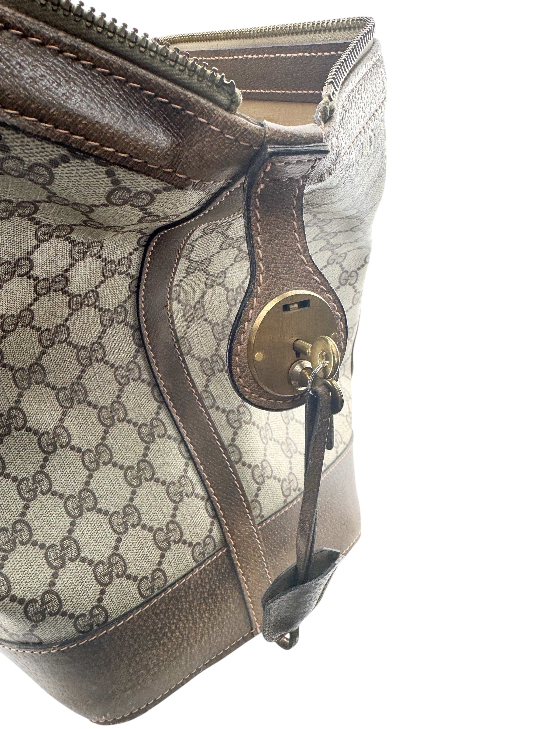 Gucci Brown Coated Supreme Canvas Vintage Satchel Bag