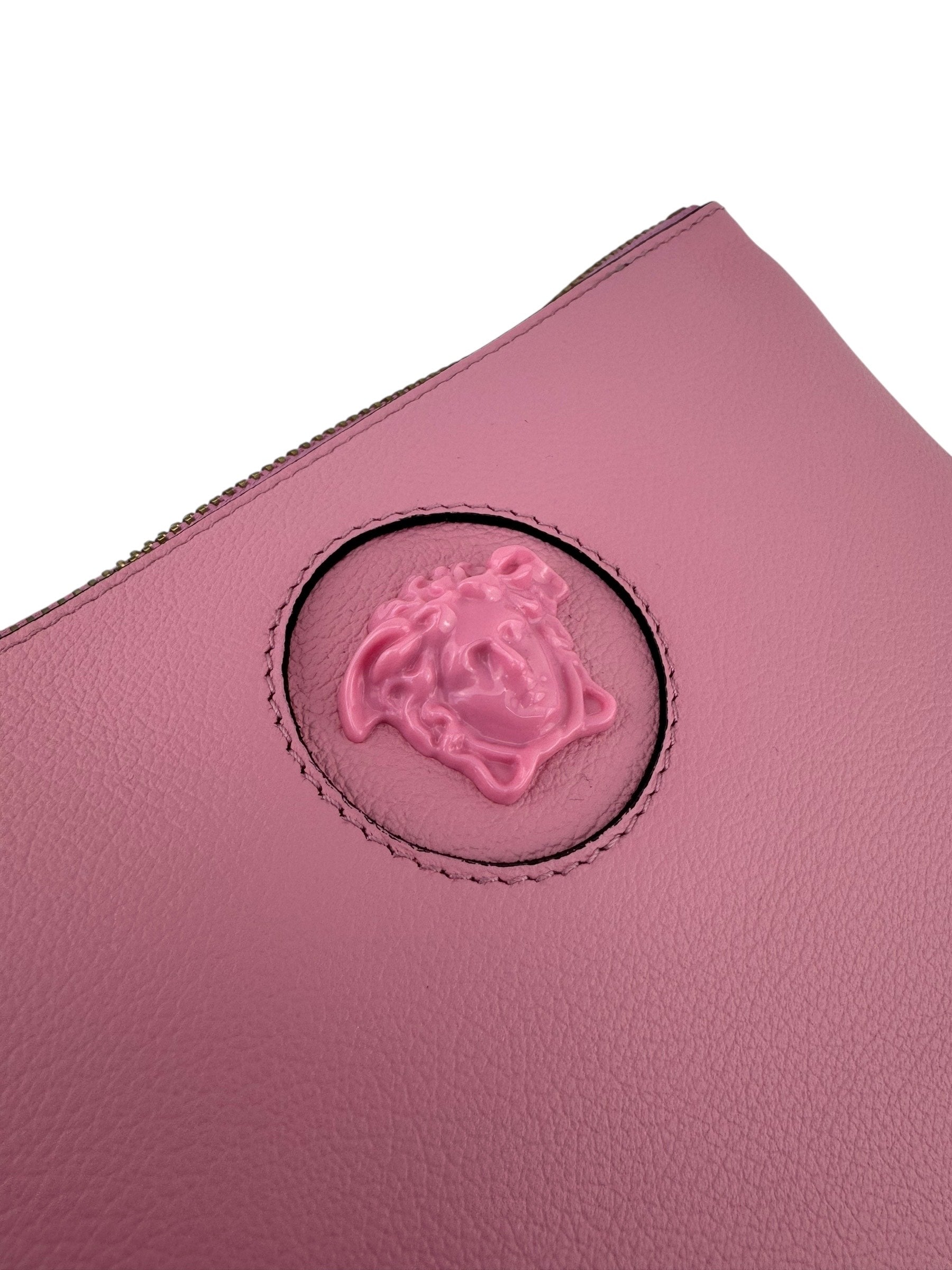 Versace Pink Leather Medusa Wristlet
