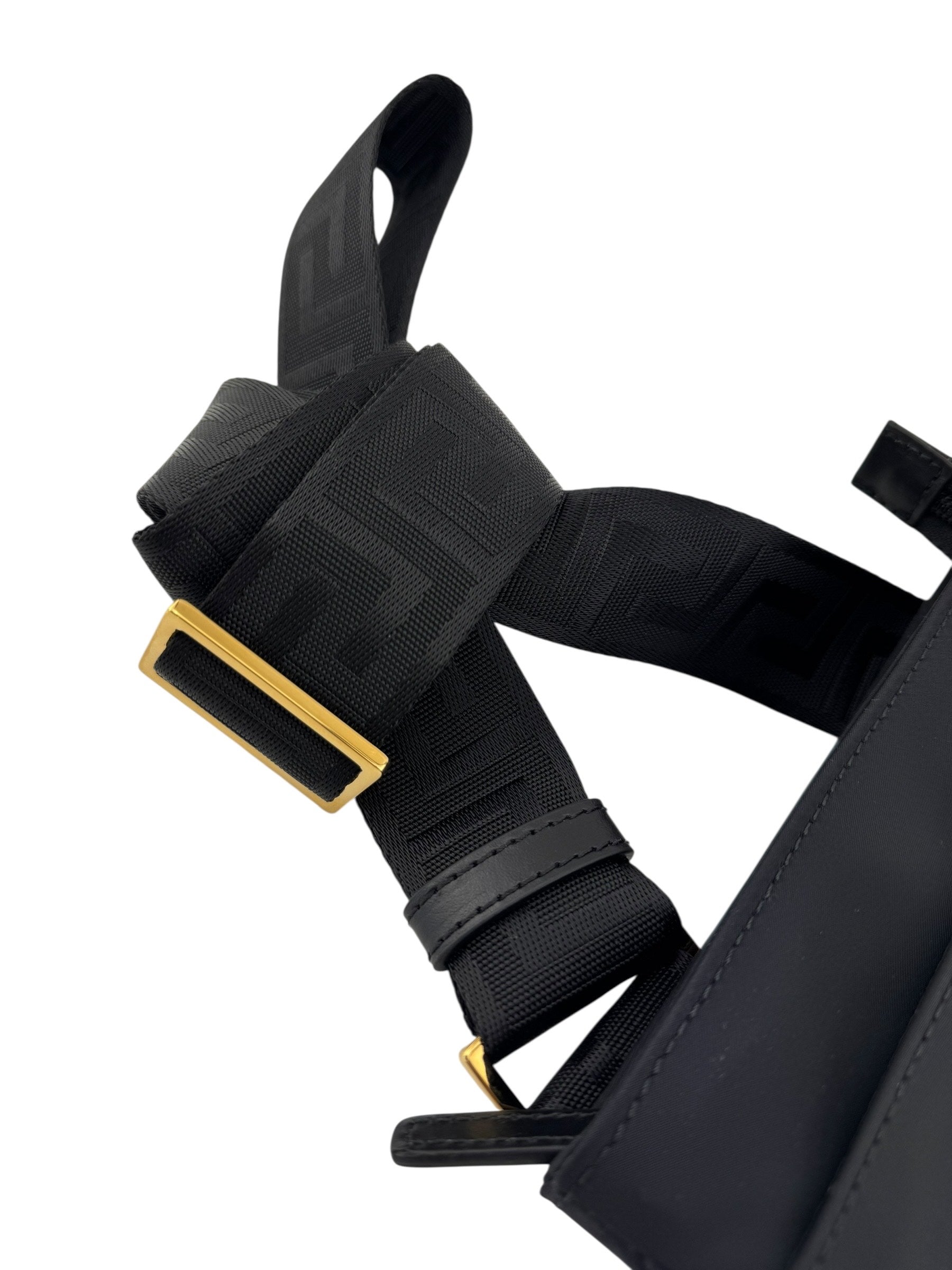Versace Black Nylon Medusa Crossbody Bag