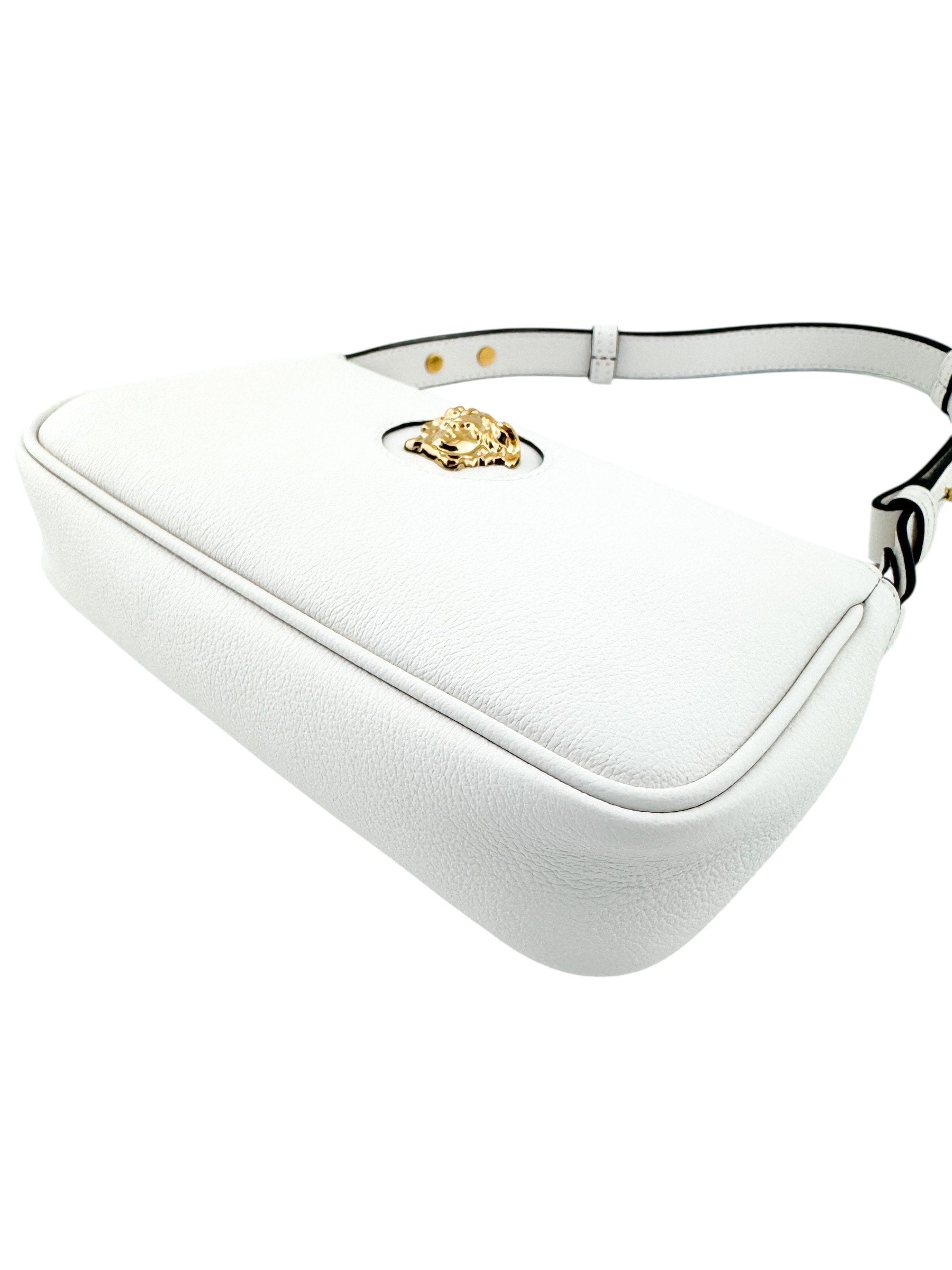 Versace White Leather Medusa Shoulder Handbag
