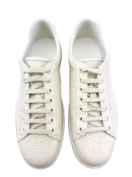 Gucci Beige Leather Monogram Men's Sneakers Size 11.5
