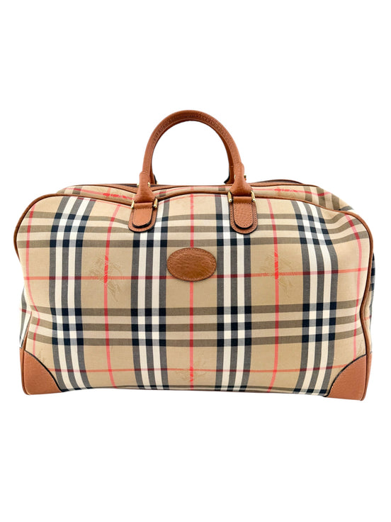Burberry Beige House Check Monogram Vintage Boston Bag