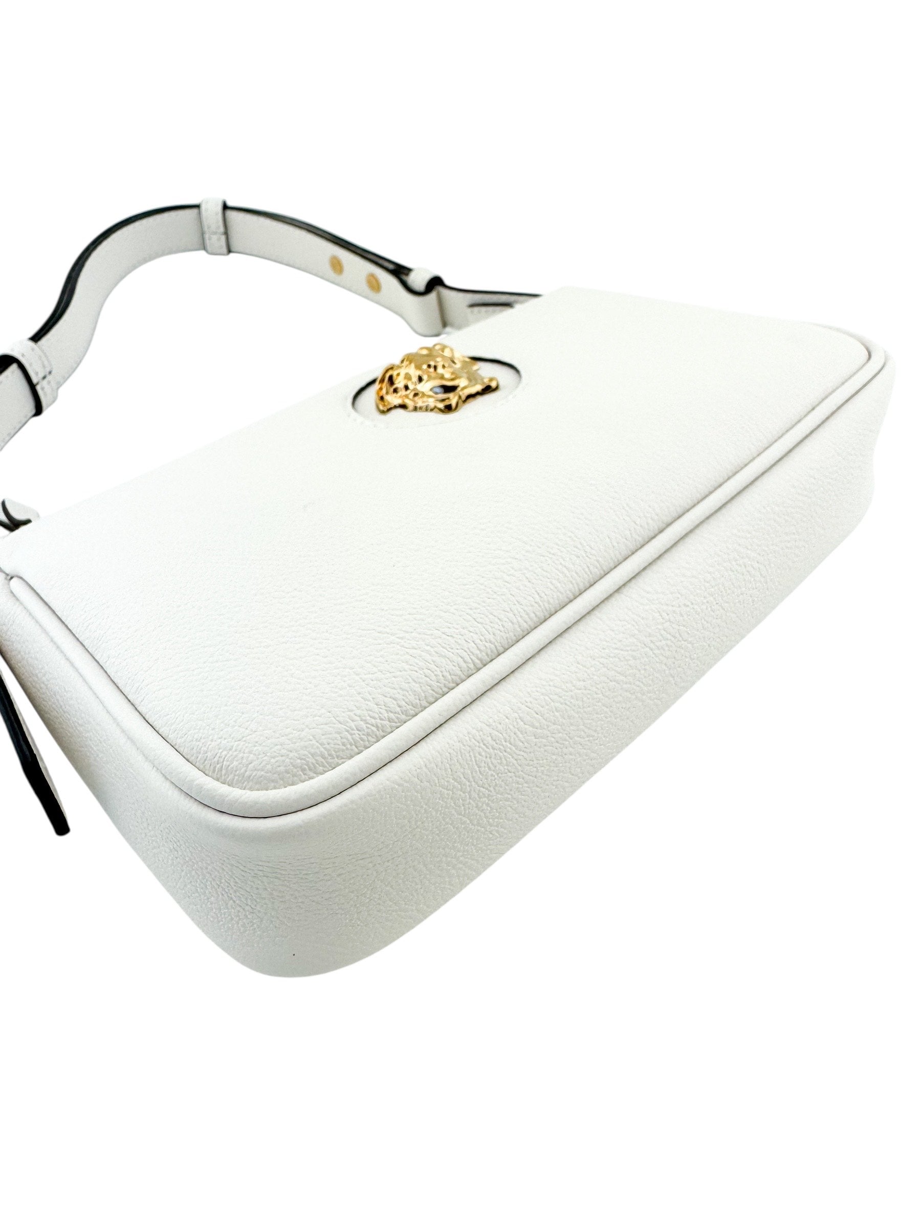 Versace White Leather Medusa Shoulder Handbag