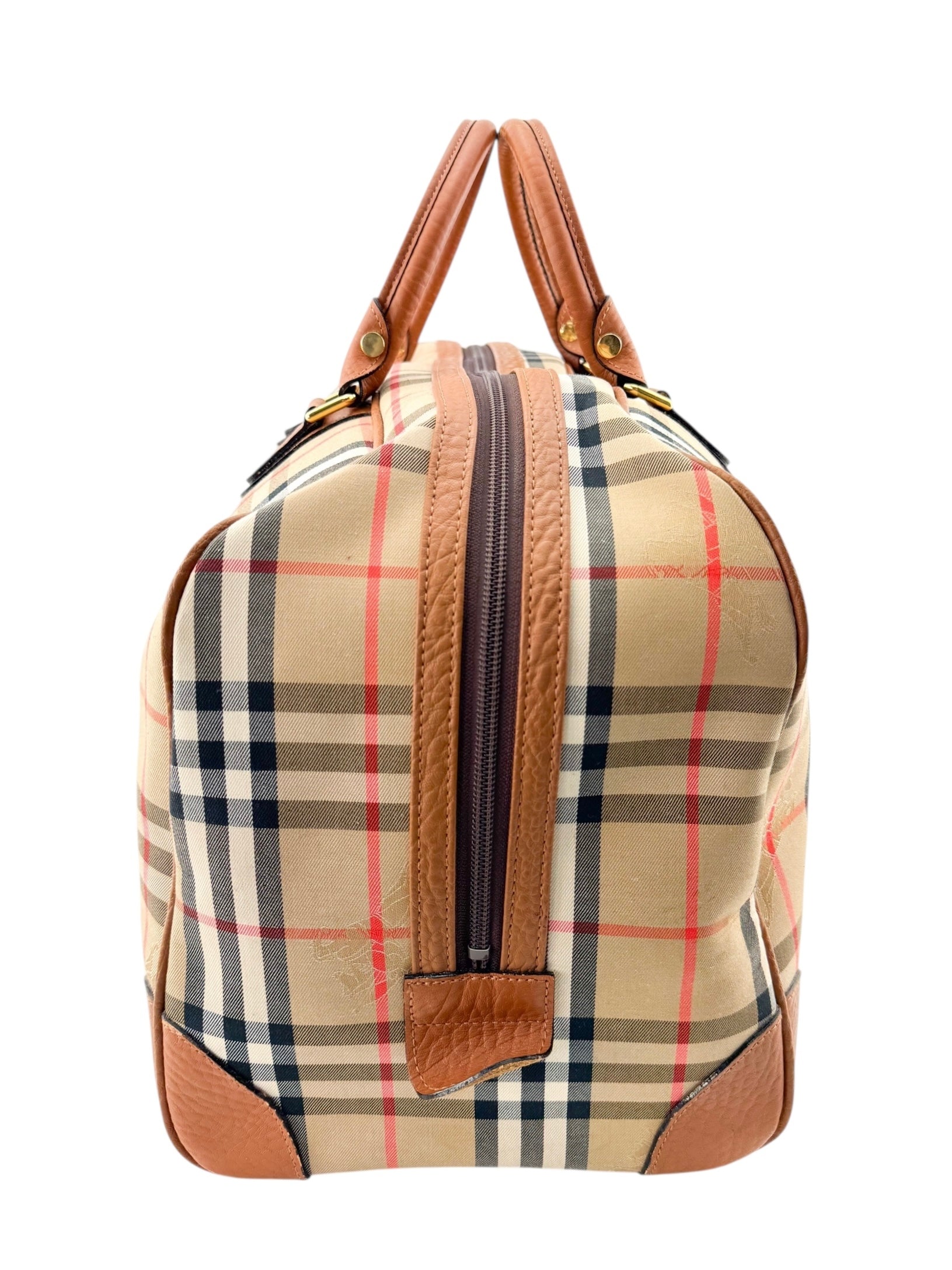 Burberry Beige House Check Monogram Vintage Boston Bag
